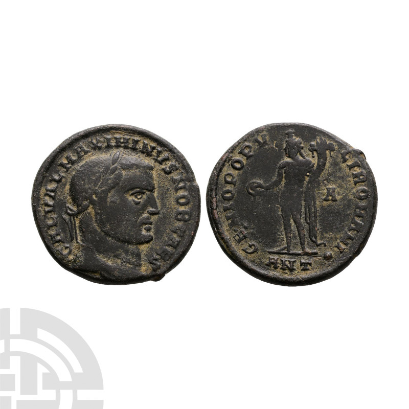 Ancient Roman Imperial Coins - Maximinus II - Genius Follis
305-306 A.D. Antioc...