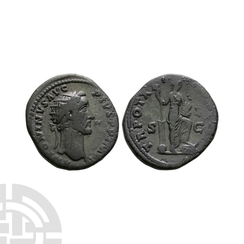 Ancient Roman Imperial Coins - Antoninus Pius - Annona AE Dupondius
156-157 A.D...