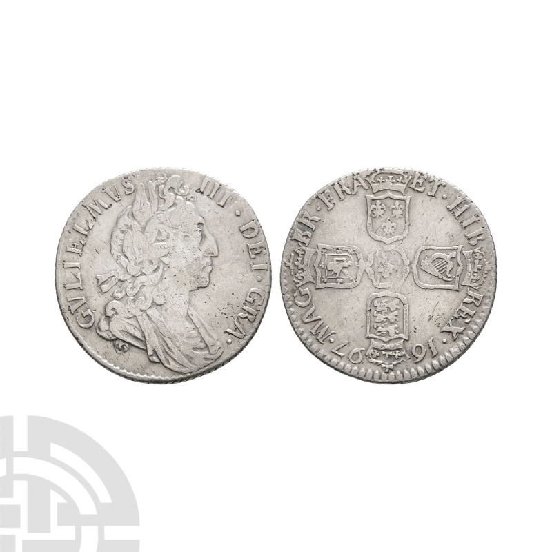 English Milled Coins - William III - 1697 - Sixpence
Dated 1825 A.D. Obv: profi...