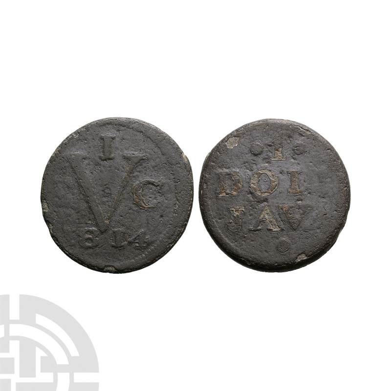 World Coins - Java - British Occupation - 1814 - Tin Duit
Dated 1814 A.D. Obv: ...