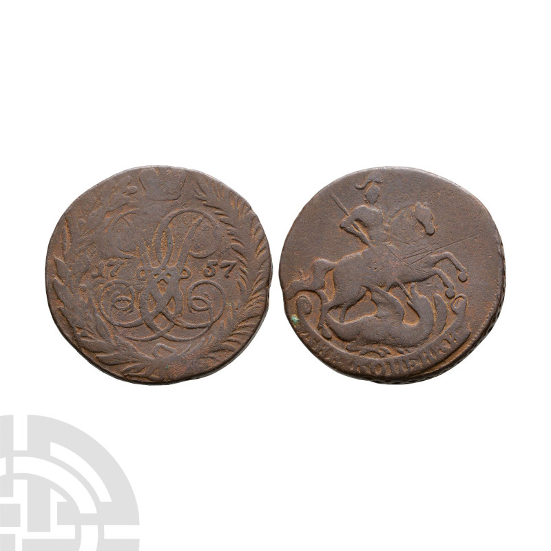 World Coins - Russia - Elizabeth - 1757 - 2 Kopeks
Dated 1757 A.D. Obv: crowned...