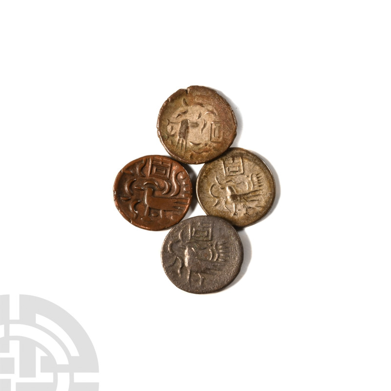 World Coins - Cambodia - Uniface Ticals [4]
19th century A.D. Obvs: Hamza bird ...
