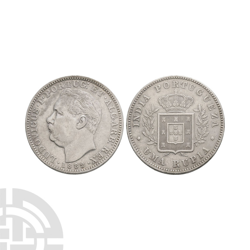 World Coins - India - Portuguese - Luiz I - 1882 - Rupia
Dated 1882 A.D. Obv: p...