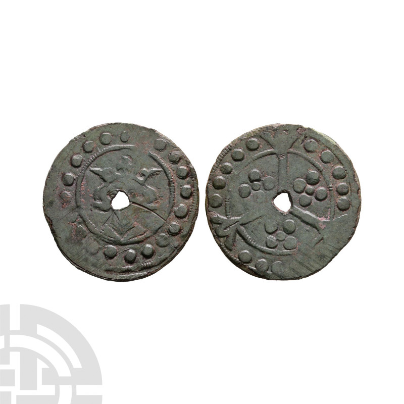 British Tokens - Edward I - Sterling Jeton
13th century A.D. Obv: facing bust w...