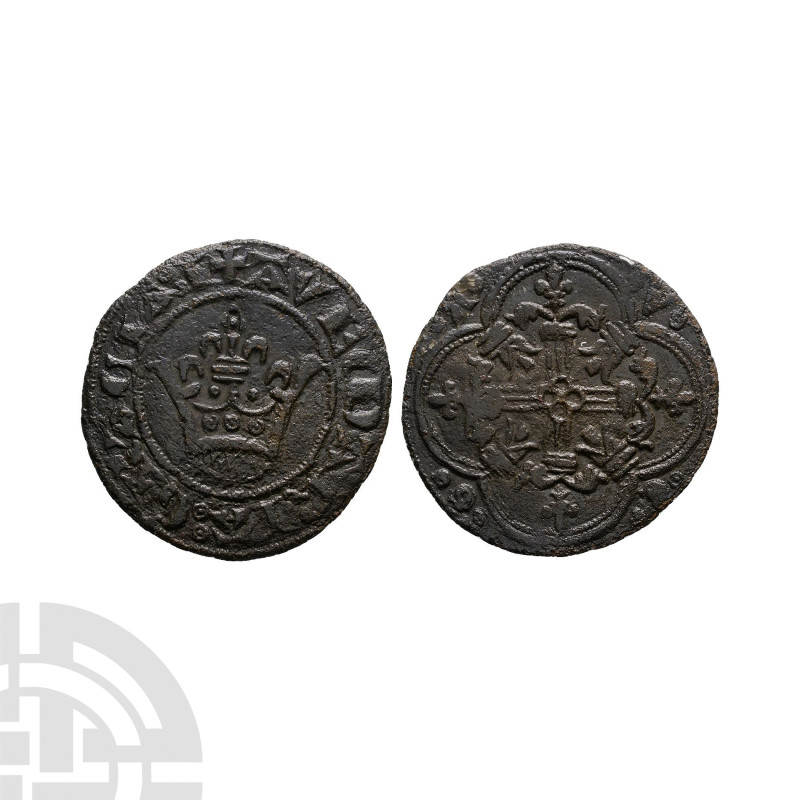 World Tokens - France - Crown Jeton
14th-15th century A.D. Obv: crown with AVE ...