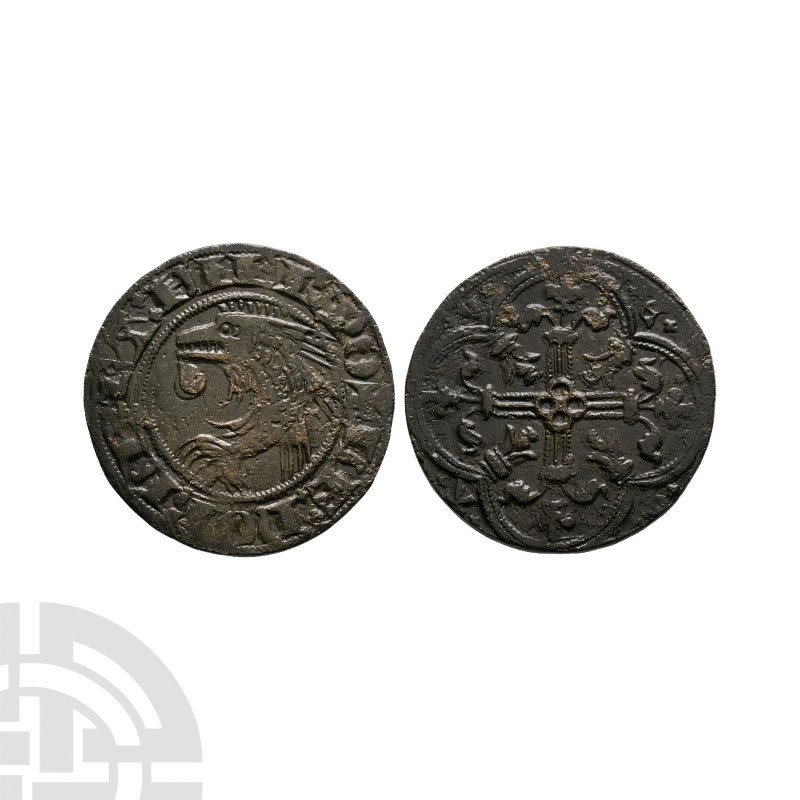World Tokens - France - Dolphin Jeton
14th-15th century A.D. Obv: leaping dolph...