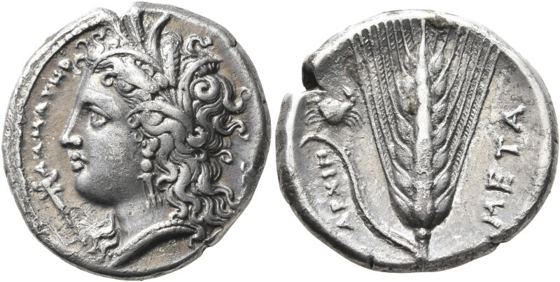 LUCANIA. Metapontion. Circa 340-330 BC. Didrachm or Nomos (Silver, 22 mm, 7.31 g...