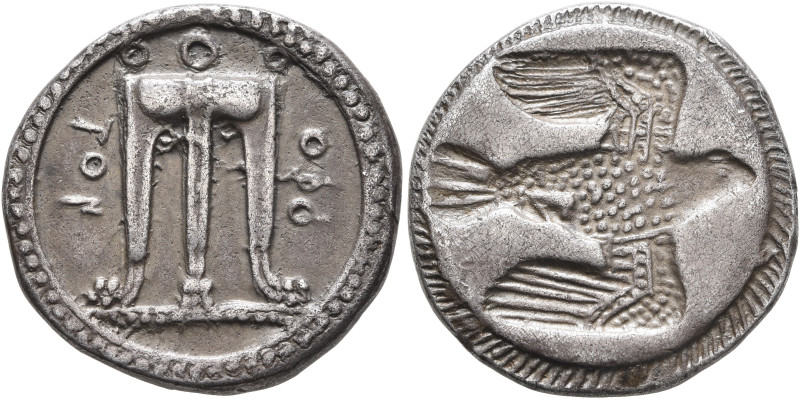 BRUTTIUM. Kroton. Circa 500-480 BC. Stater (Silver, 24 mm, 7.89 g, 3 h). ϘΡΟ-ΤΟΝ...
