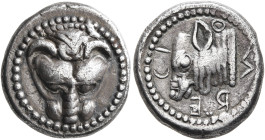 BRUTTIUM. Rhegion. Anaxilas, tyrant, circa 494/3-462/1 BC. Drachm (Silver, 17 mm, 5.58 g, 6 h), circa 494/3-487/6. Head of a lion facing. Rev. И-O-IƆ-...