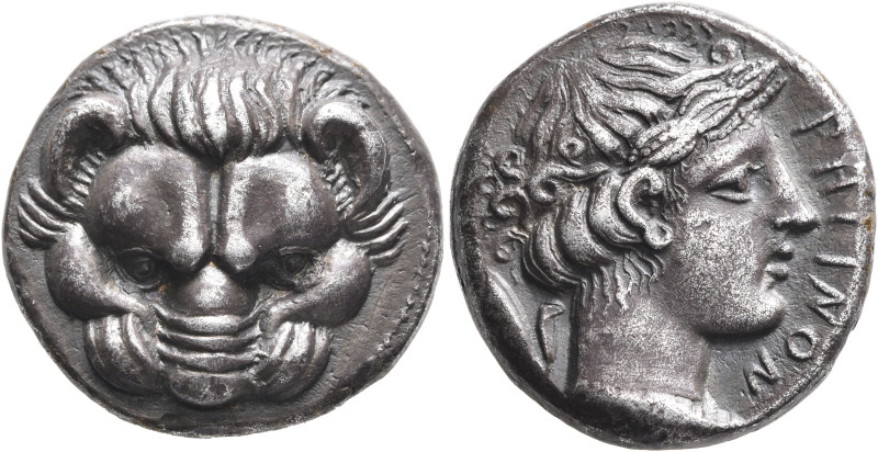 BRUTTIUM. Rhegion. Circa 415/0-387 BC. Tetradrachm (Silver, 24 mm, 17.00 g, 3 h)...