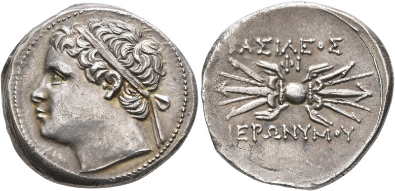 SICILY. Syracuse. Hieronymos, 215-214 BC. 10 Litrai (Silver, 23 mm, 8.48 g, 6 h)...