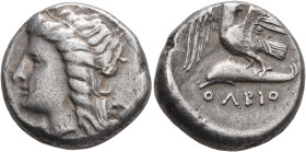 SKYTHIA. Olbia. Circa 350-340 BC. Stater (Silver, 22 mm, 12.56 g, 12 h). Head of Demeter to left, wearing wreath of grain ears. Rev. ΟΛBIO Sea-eagle, ...