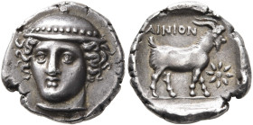 THRACE. Ainos. Circa 380/79-378/7 BC. Tetrobol (Silver, 15 mm, 2.66 g, 12 h). Head of Hermes facing slightly to left, wearing petasos with beaded rim....