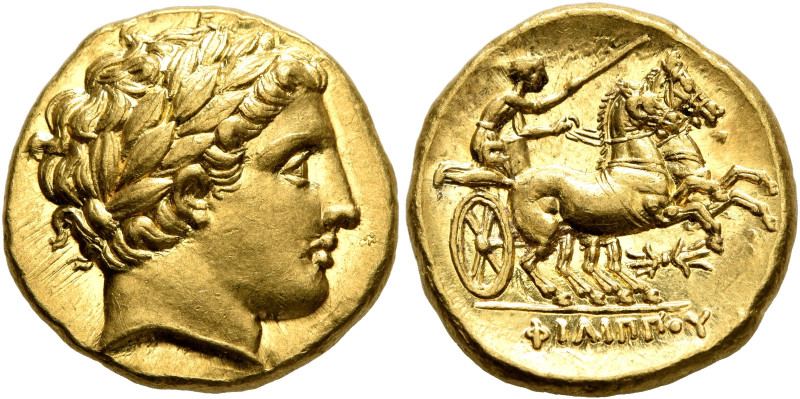 KINGS OF MACEDON. Philip II, 359-336 BC. Stater (Gold, 18 mm, 8.62 g, 9 h), Pell...