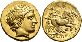 KINGS OF MACEDON. Philip II, 359-336 BC. Stater (Gold, 19 mm, 8.62 g, 8 h), Pella, struck under Antipater, Polyperchon, or Kassander, circa 323/2-315....