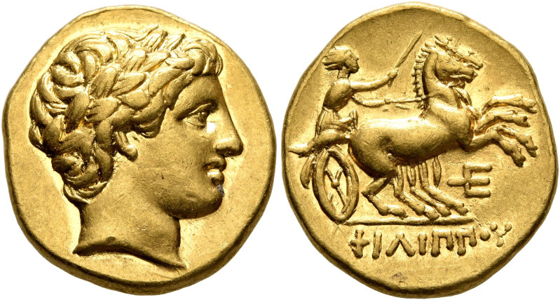 KINGS OF MACEDON. Philip II, 359-336 BC. Stater (Gold, 18 mm, 8.60 g, 12 h), Amp...