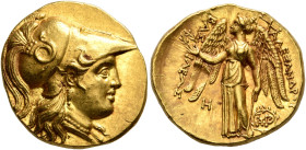 KINGS OF MACEDON. Alexander III ‘the Great’, 336-323 BC. Stater (Gold, 18 mm, 8.56 g, 11 h), Babylon I, struck under Seleukos I, circa 311-300. Head o...