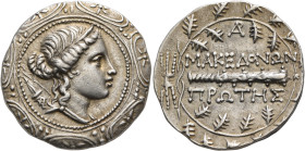 MACEDON (ROMAN PROTECTORATE), Republican period. First Meris. Circa 167-149 BC. Tetradrachm (Silver, 31 mm, 16.76 g, 9 h), Amphipolis. Diademed and dr...