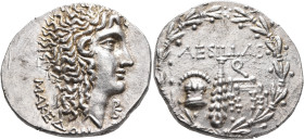 MACEDON (ROMAN PROVINCE). Aesillas, quaestor, circa 95-70 BC. Tetradrachm (Silver, 33 mm, 16.78 g, 12 h), uncertain mint. MAKEΔON[ΩN] Head of Alexande...