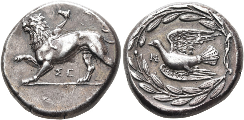 SIKYONIA. Sikyon. Circa 335-330 BC. Stater (Silver, 24 mm, 12.30 g, 3 h). Chimai...