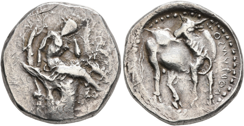 CRETE. Gortyna. Circa 330-270 BC. Stater (Silver, 25 mm, 11.89 g, 1 h). Europa s...