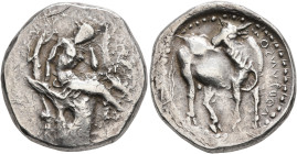 CRETE. Gortyna. Circa 330-270 BC. Stater (Silver, 25 mm, 11.89 g, 1 h). Europa seated half-right in plane tree, leaning her right hand on branch and p...