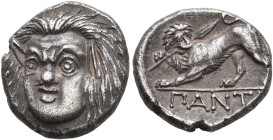 CIMMERIAN BOSPOROS. Pantikapaion. Circa 370-355 BC. Hemidrachm (Silver, 14 mm, 2.60 g, 7 h). Head of a satyr with animal ears and a pug nose facing sl...