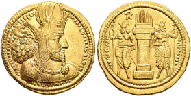 SASANIAN KINGS. Shapur I, 240-272. Dinar (Gold, 21 mm, 7.43 g, 3 h), type IIc/1b, style P, mint I (‘Ctesiphon’), 258-272. &#68461;&#68448;&#68451;&#68...