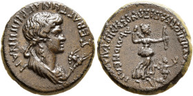 PHRYGIA. Acmoneia. Agrippina Junior, Augusta, 50-59. Hemiassarion (Bronze, 16 mm, 2.92 g, 12 h), L. Servenius Capito and Julia Severa, circa 55. ΑΓΡΙΠ...
