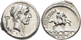 L. Marcius Philippus, 57 BC. Denarius (Silver, 18 mm, 4.07 g, 3 h), Rome. ANCVS Diademed head of Ancus Marcius to right; behind, lituus. Rev. PHILIPPV...
