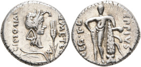 Q. Caecilius Metellus Pius Scipio, 47-46 BC. Denarius (Silver, 17 mm, 4.00 g, 12 h), with M. Eppius, legatus. Military mint moving with Scipio in Afri...