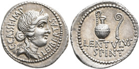 C. Cassius Longinus, 43-42 BC. Denarius (Silver, 20 mm, 3.93 g, 6 h), with L. Cornelius Lentulus Spinther. Military mint moving with the army of Brutu...