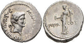 Mark Antony, 44-30 BC. Denarius (Silver, 19 mm, 4.06 g, 7 h), military mint moving with Mark Antony in Asia Minor, early 41. M•ANTONIVS•IMP•III•VIR•R•...