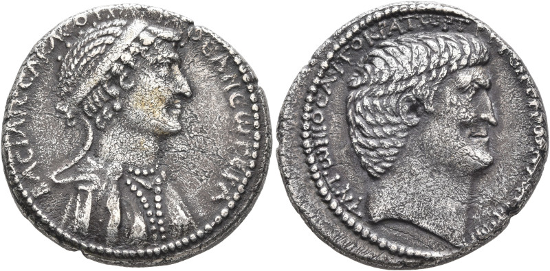 Cleopatra VII of Egypt, 51-30 BC, with Mark Antony. Tetradrachm (Silver, 26 mm, ...