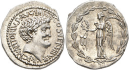 Mark Antony, 44-30 BC. Denarius (Silver, 19 mm, 3.87 g, 12 h), D. Turullius, moneyer. Military mint moving with Antony (Actium?), summer 31. M•ANTONIV...
