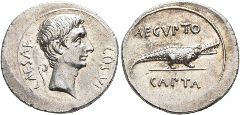 Octavian, 44-27 BC. Denarius (Silver, 20 mm, 3.53 g, 12 h), uncertain mint in It...