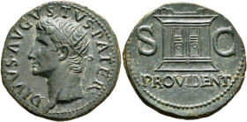 Divus Augustus, died AD 14. As (Copper, 30 mm, 11.51 g, 6 h), Rome, struck under Tiberius, circa 22/3-30. DIVVS•AVGVSTVS•PATER Radiate head of Divus A...