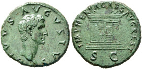 Divus Augustus, died AD 14. As (Copper, 28 mm, 11.13 g, 6 h), Rome, struck under Nerva, circa 97-98. DIVVS AVGVSTVS Bare head of Divus Augustus to rig...
