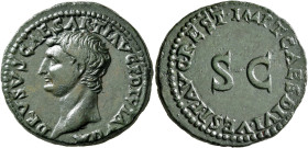 Drusus, died AD 23. As (Copper, 27 mm, 10.59 g, 6 h), restitution issue, Rome, struck under Titus, 80-81. DRVSVS CAESAR TI AVG F DIVI AVG N Bare head ...