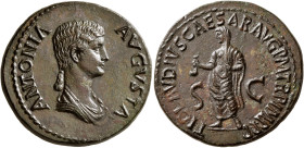 Antonia Minor, Augusta, 37 and 41. Dupondius (Orichalcum, 32 mm, 16.75 g, 6 h), Rome, struck under Claudius, 42-43. ANTONIA AVGVSTA Draped bust of Ant...