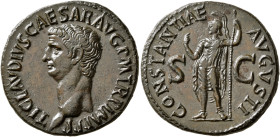 Claudius, 41-54. As (Copper, 29 mm, 11.08 g, 6 h), Rome, 42-43. TI CLAVDIVS CAESAR AVG P M TR P IMP P P Bare head of Claudius to left. Rev. CONSTANTIA...