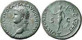 Nero, 54-68. Dupondius (Orichalcum, 30 mm, 15.67 g, 6 h), Lugdunum, circa 65. NERO CLAVD CAESAR AVG GER P M TR P IMP P P Laureate head of Nero to left...