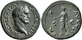 Galba, 68-69. As (Copper, 28 mm, 9.96 g, 5 h), Rome, circa June-August 68. SER•GALBA•IMP•CAES•AVG TR P Laureate head of Galba to right. Rev. PAX AVGVS...