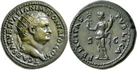 Titus, as Caesar, 69-79. Dupondius (Orichalcum, 27 mm, 13.17 g, 6 h), Rome, 72. T CAESAR VESPASIAN IMP PON TR POT COS II Radiate head of Titus to righ...