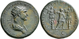 Trajan, 98-117. Dupondius (Orichalcum, 27 mm, 13.48 g, 6 h), Rome, circa 116-117. IMP CAES NER TRAIANO OPTIMO AVG GER DAC PARTHICO P M TR P COS VI P P...