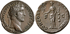 Antoninus Pius, 138-161. As (Copper, 26 mm, 10.41 g, 6 h), Rome, 142. ANTONINVS AVG PIVS P P TR P COS III Laureate head of Antoninus Pius to right. Re...