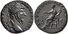 Lucius Verus, 161-169. Dupondius (Orichalcum, 25 mm, 13.68 g, 6 h), Rome, 168. L VERVS AVG ARM PARTH MAX Radiate head of Lucius Verus to right. Rev. T...