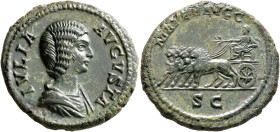 Julia Domna, Augusta, 193-217. As (Copper, 27 mm, 13.07 g, 6 h), Rome, circa 205-206. IVLIA AVGVSTA Draped bust of Julia Domna to right. Rev. MATER AV...