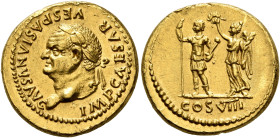 Vespasian, 69-79. Aureus (Gold, 19 mm, 7.34 g, 7 h), Rome, 77-78. IMP CAESAR VESPASIANVS AVG Laureate head of Vespasian to left. Rev. COS VIII Vespasi...