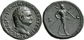 Titus, as Caesar, 69-79. Sestertius (Orichalcum, 33 mm, 28.26 g, 5 h), Rome, 72. T CAES VESPASIAN IMP PON TR POT COS II Laureate head of Titus to righ...